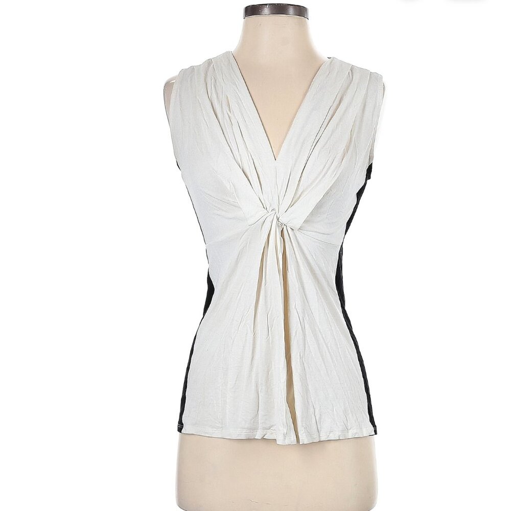 Vince Camuto White Sleeveless Tie Front Blouse